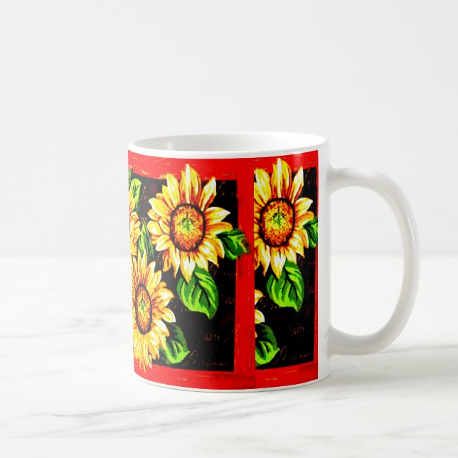 Blå överlappande solblommor kaffemugg (Höger)