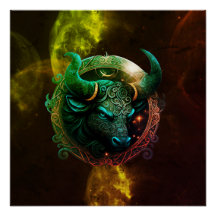 Blå oxen stjärntecken på kosmiska färger galaxen