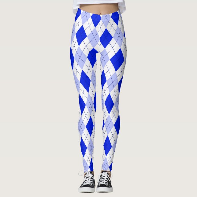 Blå på blå argyle leggings (Framsida)