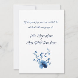 Blå på blå, blommande Blommar Inbjudningar