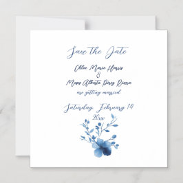 Blå på blå, blommande Blommar Magnetisk Inbjudningskort