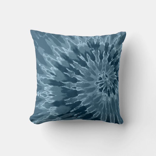 Blå på Blå Spiral Tie Dye Pillow Kudde (Framsida)