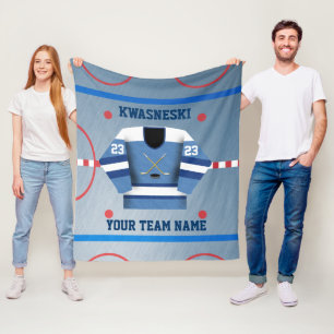 Blå på Blue Ice Hockey Rink  Spelare Jersey Fleecefilt