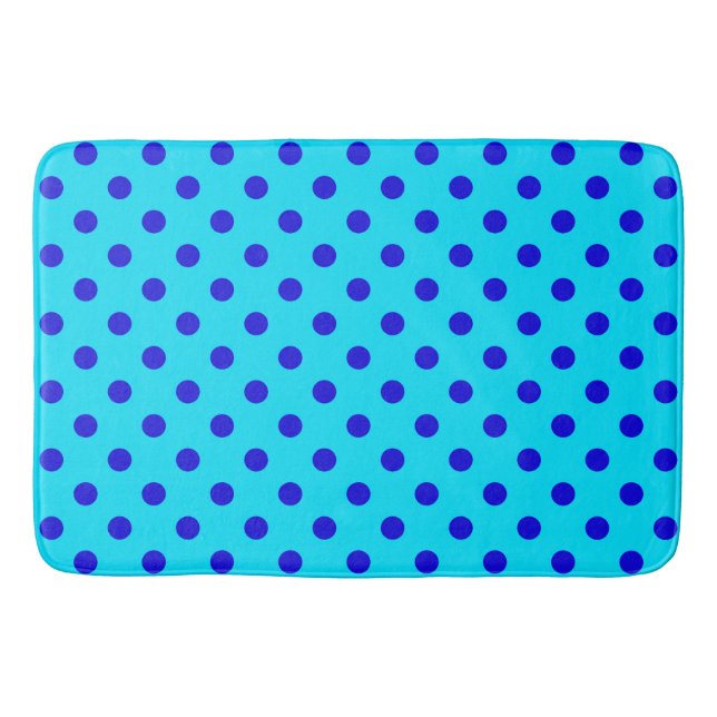 Blå på cyan prickmönsterdesign badrumsmatta (Framsidan)