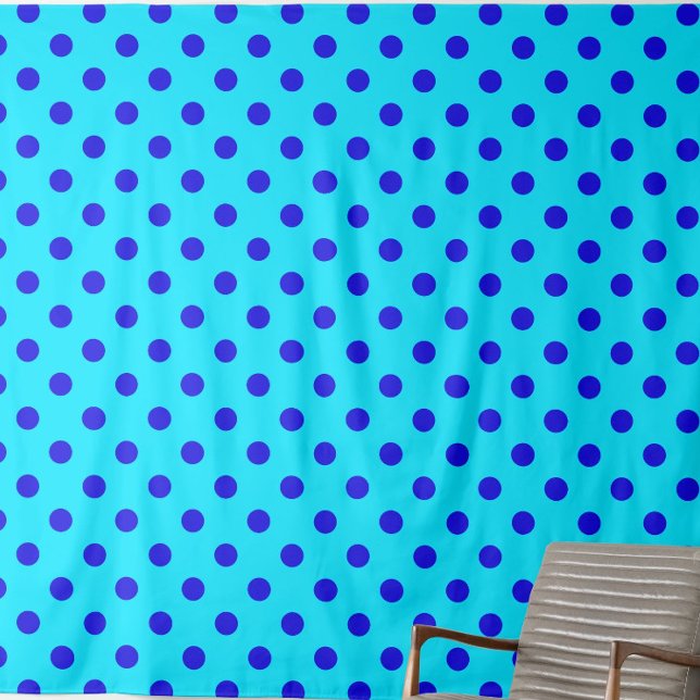 Blå på cyan prickmönsterdesign tyg (Skapare uppladdad)