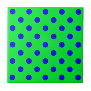 Blå på grön prickmönsterdesign kakelplatta