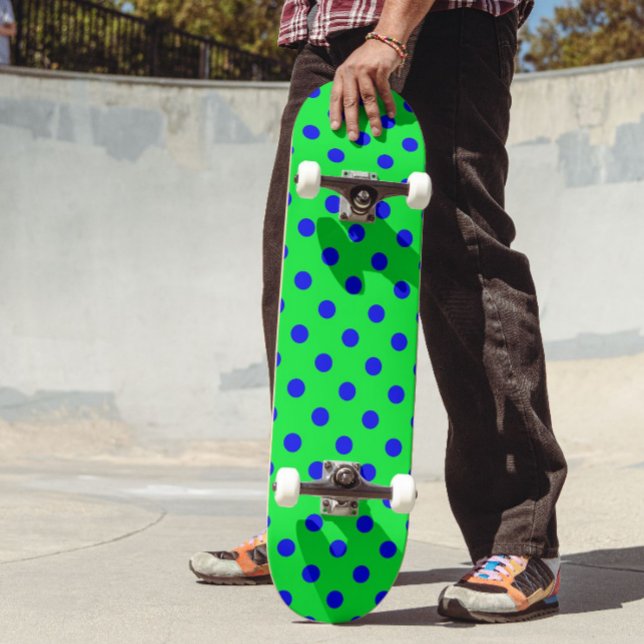 Blå på grön prickmönsterdesign  mini skateboard bräda 18,5 cm (Skapare uppladdad)