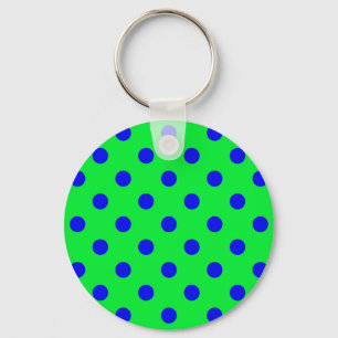 Blå på grön prickmönsterdesign nyckelring