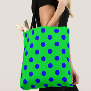 Blå på grön prickmönsterdesign  tygkasse