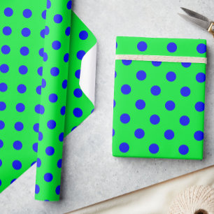Blå på gröna prickmönsterdesign presentpapper