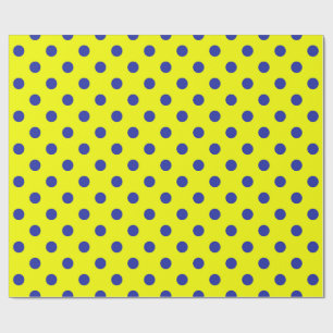 Blå på gul prickmönsterdesign presentpapper