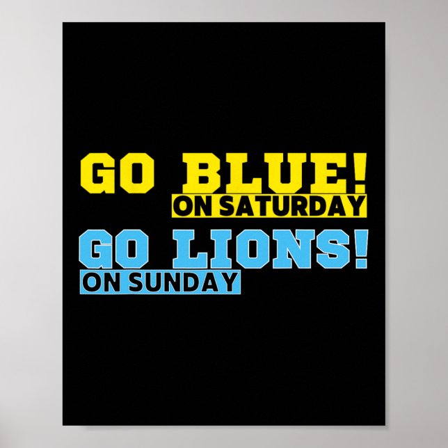 Blå på lördag, gå Lejon på Söndag-fotboll Poster (Framsidan)
