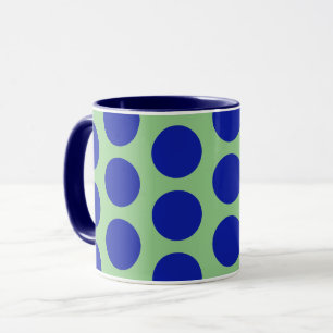 Blå på Sage Grönt Polka Dot Art Mugg Kopp
