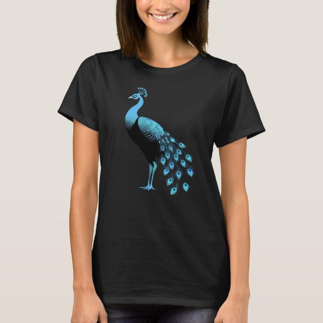 Blå påfågel t shirt (Framsida)