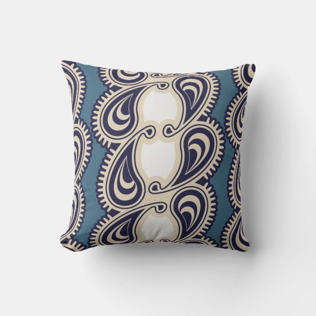Blå Paisley Reversibel Design Kudd Kudde (Framsida)