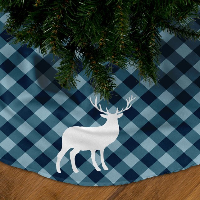 Blå pålägg och vit stämpel | HELGDAG Julgransmatta Borstad Polyester (Skapare uppladdad)