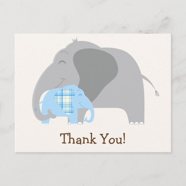 Blå palls Baby Elephant Baby Shower Vykort (Framsida)