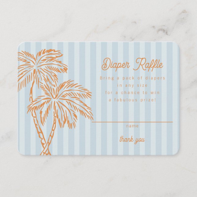 Blå Palm Springs Pastell Blöja Lotteri Insats Tilläggskort (Framsida)