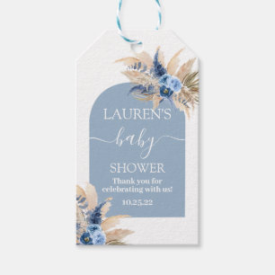 Blå Pampas Grass Baby Shower Boy Gift-Märkre Presentetikett