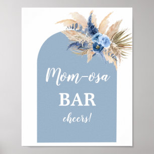 Blå Pampas Grass Mimosa Pub Boy-tecken Poster