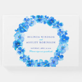 Blå pansarkrans, vattenfärg bröllop gäst bok