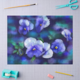 Blå pansies Blommigt Flowers Decoupage