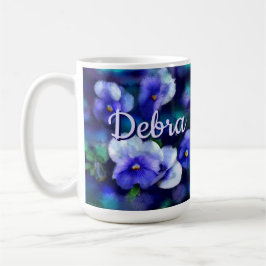 Blå pansies Pansy Flower Blommigt Personlig Kaffemugg