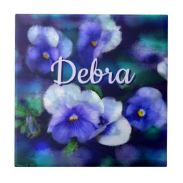 Blå pansies Pansy Flower Blommigt Personlig Kakelplatta
