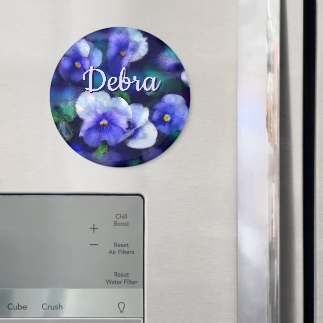 Blå pansies Pansy Flower Blommigt Personlig Magnet (In Situ (Fridge))
