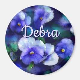 Blå pansies Pansy Flower Blommigt Personlig Magnet