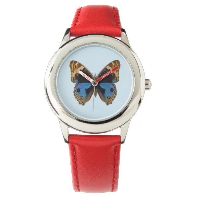 Blå Pansy Fjäril Armbandsur (Framsida)