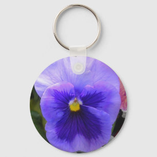 blå pansy nyckelring