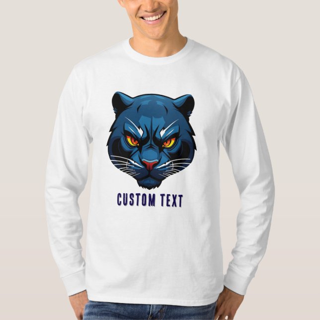Blå panterhuvud siluett t shirt (Framsida)