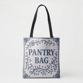 "BLÅ PANTRY-BAG" - CHINOISERIE-TOTEBAG  TYGKASSE