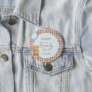 Blå pappa kan barly Wait Boy Baby Shower Family Knapp