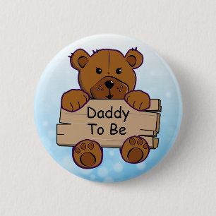Blå pappa som ska vara Nalle babyskor Knapp