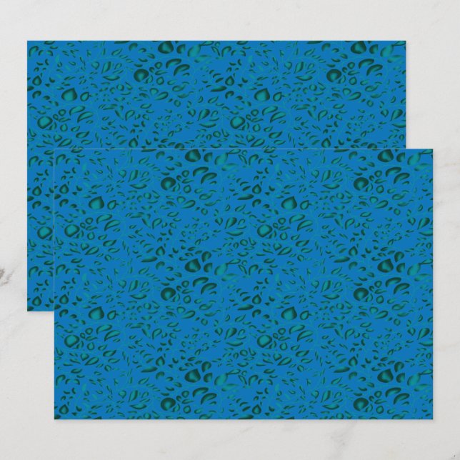 Blå papper med geometrisk mönster tack kort (Fram/baksida)