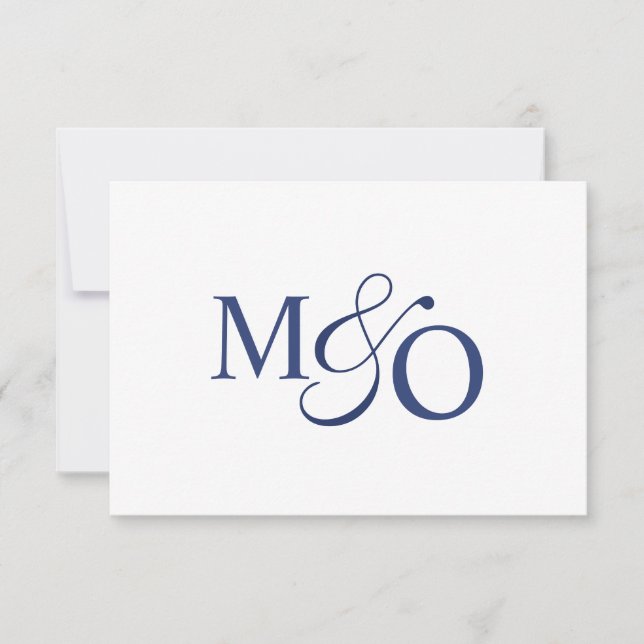 Blå par Ampersand Monogram Anteckningskort (Framsida)