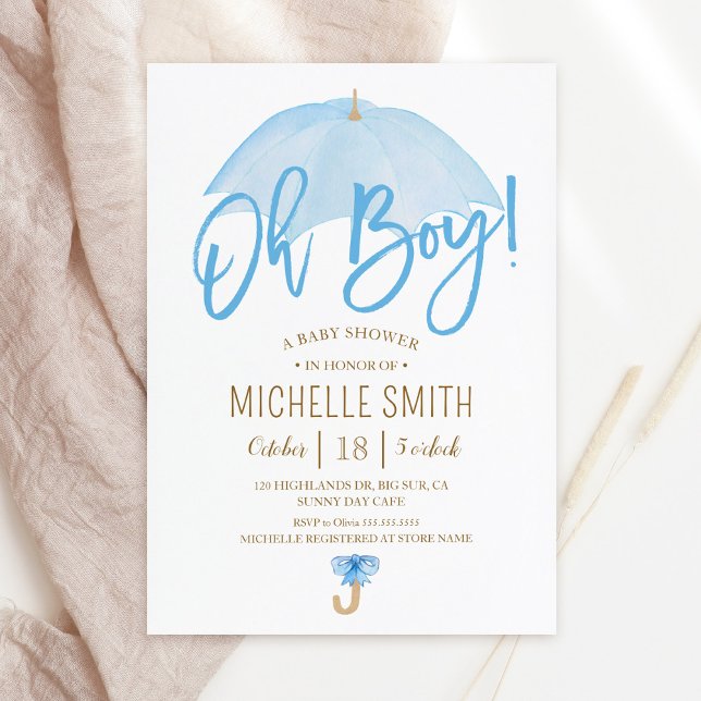 Blå paraply i Kärlek Sprinkle Baby Shower-inbjudan Inbjudningar (Skapare uppladdad)