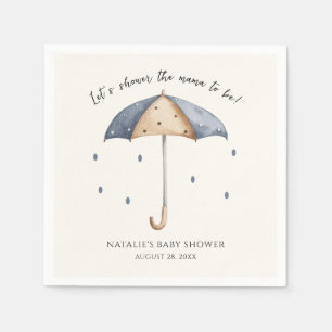 Blå paraply och Rain Baby Shower Pappersservett
