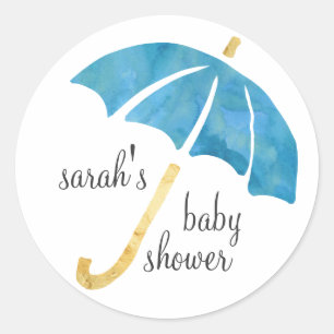 Blå paraplybabyskor favoritstickers runt klistermärke
