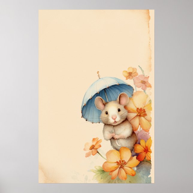 Blå paraplyblommor, papper poster (Framsidan)