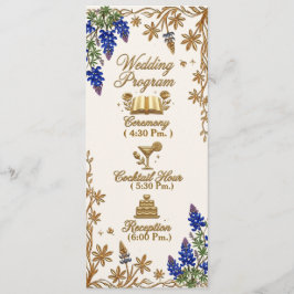 Blå Pärl Elegant Blommig Bröllopsprogram Program