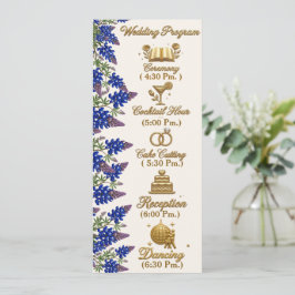 Blå Pärl Elegant Blommig Bröllopsprogram Program