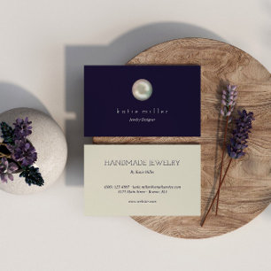 Blå pärlblå smycken blå jedesigner visitkort