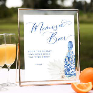Blå pärlor och Prosecco Mimosa Pub-tecken Poster