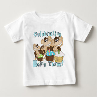 Blå Party-apor 3:e födelsedag T-shirts och gåvor