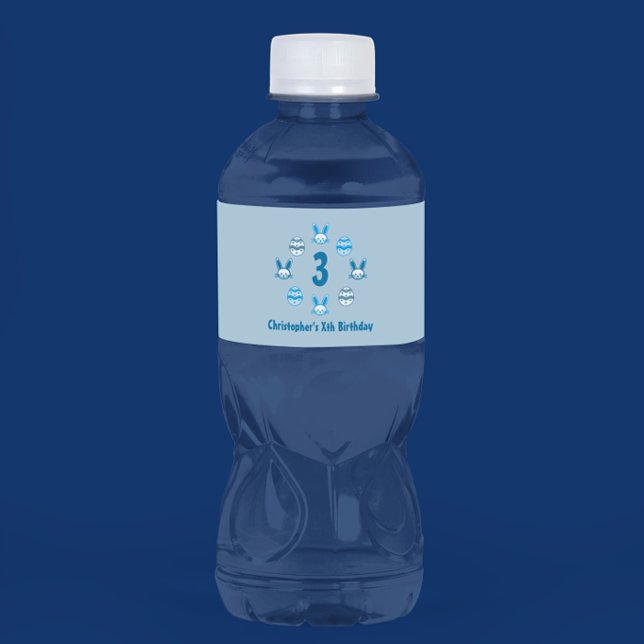 Blå Påsk 3:e födelsedag Vattenflaskor Etikett (Skapare uppladdad)