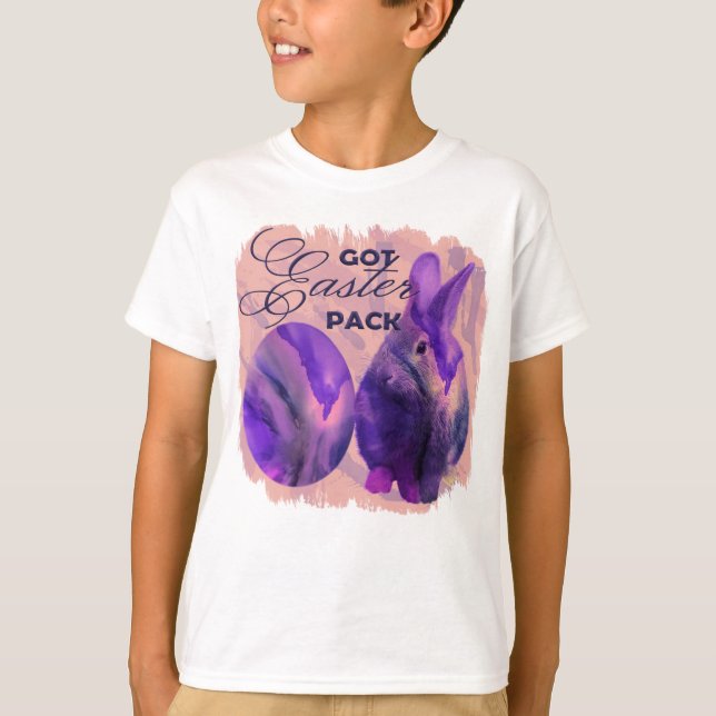 Blå Påskhare och färgat ägg T Shirt (Framsida)