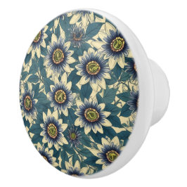 Blå passion blomma mönster knopp